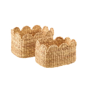 Cubo de jacinto de agua con borde festoneado ecológico tejido a mano para organizar y decorar al por mayor de Vietnam - Product Image 2