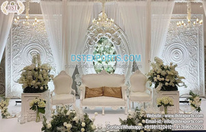 Décoration de scène blanche élégante pour les mariages canadiens Scène à thème blanc pour le mariage de princesse Grand décor de scène blanc pour les mariages - Product Image 5