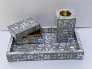 Luxury Mother of Pearl Inlay Serving Tray Set with Coasters | Resin Craft Ramadan <b>Eid</b> Home Decor Decorative Tableware <b>Gift</b> - Product Image 4