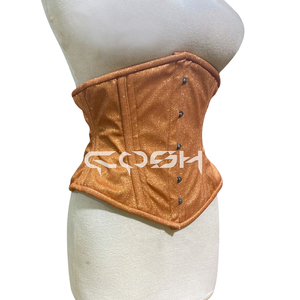 Corsé Brillante Naranja de Moda para Fiesta, Corsé Ajustado con Cordones Debajo del Busto |   Corsé de Moda Glamuroso al por Mayor - Product Image 3