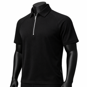 Polo Personalizado con Media Cremallera para Hombre, Manga Corta, Cuello con Cremallera, Venta al por Mayor, Fabricante OEM ODM - Product Image 3