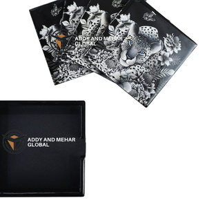 Ensemble de sous-verres en bois noir de luxe, émaillés, design floral mandala artisanal pour la décoration artistique de la maison, lot de 4 - Product Image 3