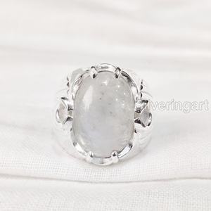 ส่งออกบุรุษแหวนสายรุ้งธรรมชาติมูนสโตนพลอย Birthstone แหวนทุกขนาดอาหรับตะวันออกเครื่องประดับ 925 แหวนเงิน - Product Image 4