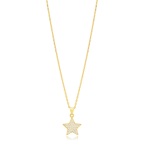 Diseño minimalista de estrella CZ piedra joyería de plata colgante de collar de plata al por mayor joyería fina turca hecha a mano - Product Image 1
