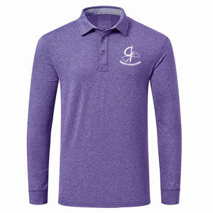 Nouveauté, polo uni à manches longues pour homme, polo tendance de couleur personnalisée avec col rabattu - Product Image 1