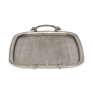 Elegant Silver Rectangular Serving <b>Tray</b> with Intricate Handles and Smooth Surface Perfect for Stylish and Decor - Product Image 4