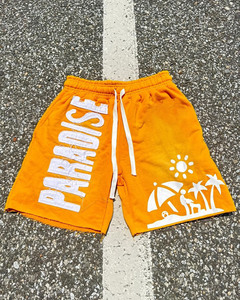 Short en coton vintage Streetwear pour hommes nouvelle mode imprimé personnalisé motif solide sérigraphie maille court appareil Patch - Product Image 2