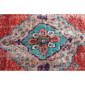 Turkish Vintage Large Rug 5.6x9.2 ft, <b>Red</b> Moroccan Rug <b>Wool</b> - Product Image 5