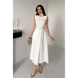 Robe évasée à col halter blanc cassé - Ecru - Product Image 2