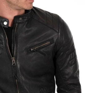 Veste en cuir pour motard en cuir d'agneau véritable vieilli Matériau de qualité supérieure Prix de gros vestes en cuir de mode pour hommes - Product Image 6