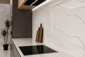 Encimeras de Baño y Cocina Personalizadas para Hoteles, de Cuarzo Natural y Piedra Artificial, Ecológicas, No Tóxicas, Estilo Contemporáneo Carrara Calacata - Product Image 1