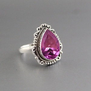 Anillo de kunzita Rosa Plata de Ley 925 Anillo de cuarzo hecho a mano con piedras preciosas Regalo para ella - Product Image 1