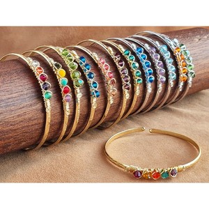 Vibrant Stone Fashion <b>Bracelet</b> Gold Plated for Resale Perfect Bangles - Product Image 1