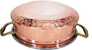 Huge Copperware Products 400ml Steel Copper Serving Handi with <b>Glass</b> Lid Serving Dishes Chicken Briyani Home Hotel Restaurant - Product Image 3