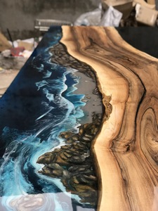 Tùy Chỉnh Handmade Rắn Gỗ Bảng Top Với Nhựa Epoxy Sông Thiết Kế Cho Phòng Ăn, Bàn Văn Phòng, Quầy Bar Sử Dụng - Product Image 2