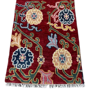 Alfombra de lana roja Oushak persa de alta calidad, corredor anudado a mano, 2,8x12 para sala de estar, hogar, suelo de oración, juego de alfombras de algodón - Product Image 1