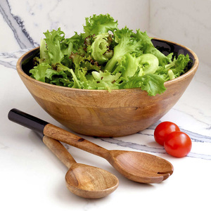 High Quality Eco-Friendly Mango Wood <b>Dinnerware</b> Handmade Modern Salad Server Stylish Metal Kitchen Food Serving Bowl Parties - Product Image 2