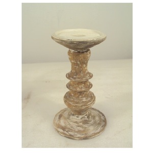 Haute qualité rustique blanc lavage finition bois pilier bougeoir pour dessus de Table décoratif maison salon fête utilisation - Product Image 6