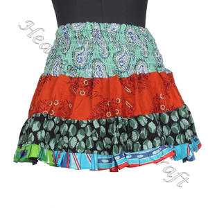 Bohemian Fashion Mini <b>Skirt</b> - Wholesale European <b>Summer</b> Fashion Mini <b>Skirt</b> - UK Fashion Recycled Sari Cotton Patch Work Mini - Product Image 2