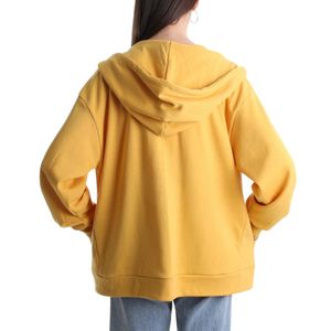 <b>Yellow</b> Sun Bright Zip Up Hoodie Women Drop Shoulder Fleece Sweatshirt Custom Design Hooded Jacket Relaxed Fit Outerwear - Product Image 2
