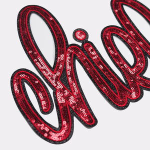 Wholesale Hot Selling Embroidered Patch Letters Red Self Adhesive Letters Patches Glitter - Product Image 3
