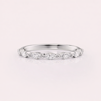 Bague de mariage en diamant de laboratoire de forme marquise certifiée IGI, or jaune/rose et or blanc 14 carats, demi-éternité