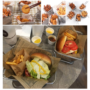 Mini panier à frites en acier inoxydable 304, panier à chips en maille métallique de qualité alimentaire avec poignée pour la restauration, la cuisine et <span class=keywords><strong>le</strong></span> service à table - Product Image 4