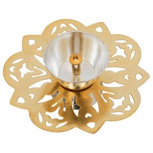 Akhand Joyti de aluminio con 5 Diyas tallados Base de hoja de gran calidad Diya para Diwali y decoración de Pascua Tamaños de 24x12x4 cm - Product Image 3