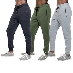 3 PC Mix Color Men's Slim Fit Adjustable Waist Logo Jogger <b>Pants</b> with Zipper Pockets <b>Fleece</b> Athletic Gym Running Casual Wear - Product Image 6