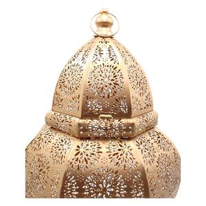 Lámpara de Mesa Moderna de Metal Dorado Estilo Marroquí - Lámpara Decorativa Eléctrica con Recortes Florales para el Hogar, Bodas y Ramadán - Product Image 3