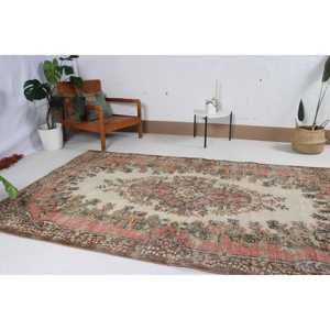 Turkish Large Rug, 5.1x8.7 ft Vintage Rug, <b>Brown</b> Moroccan <b>Wool</b> Rug - Product Image 3