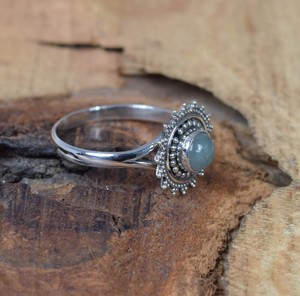 Genuine Aqua Chalcedony 6mm Bezel <b>Set</b> Handmade Solid 925 <b>Sterling</b> <b>Silver</b> Classic Wedding <b>Ring</b> for Women for Parties Fine Events - Product Image 2