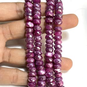 Perles Rondelle à facettes enduites de pierre de lune 7.5-8.5MM taille perceuse centrale mystique pierre de lune couleur rose perles en gros pour bijoux - Product Image 5