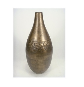 Metal Flower <b>Vase</b> Two Tone Look <b>Copper</b> Antique Look - Product Image 1