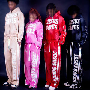 Conjunto de pantalones de chándal con cremallera y bordado estampado desgastado personalizado, ropa de calle para hombre, chándal con diamantes de imitación, lavado ácido desteñido por el sol - Product Image 4