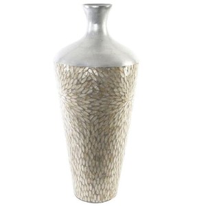 Meilleure vente, Vase en bambou en mosaïque gris argenté avec perles, vase de sol rond en bambou avec perles - Product Image 4