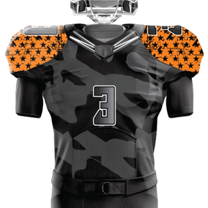 Conjunto de ropa deportiva de equipo personalizado para hombre, uniforme de fútbol americano de camuflaje naranja, nombre de jugador corto, Jersey de sarga de aparejos duradero transpirable - Product Image 2