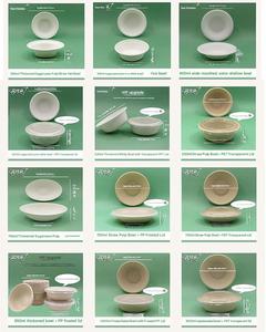 220มล. 350มล. 450มล. 500มล. 680มล. 750มล. 850มล. 1000มล. ชามทรงกลมสีขาวทำจากเยื่อชานอ้อยพร้อมฝาปิด - Product Image 4