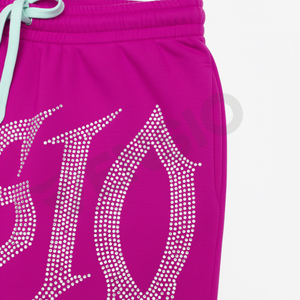 Short imprimé gothique avec strass personnalisé unisexe surdimensionné 100% coton été coupe ample haut Streetwear Style Shorts pour homme - Product Image 4