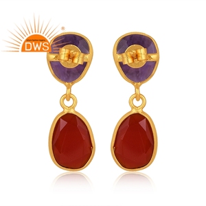 ต่างหูพลอยอเมทิสต์ธรรมชาติสีเงินสเตอร์ลิงและอเมทิสต์สีแดงพลอยนิลเครื่องประดับสำหรับผู้หญิงของขวัญ - Product Image 4