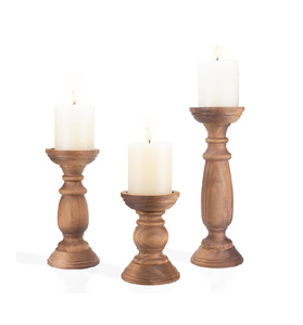 Portavelas de madera marrón para velas cónicas, decoración de manto para fiesta de boda de Navidad - Product Image 2