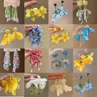 Boucles d'oreilles en acier inoxydable avec fleurs, cristaux et strass, style bureau/carrière, pour femmes, été, plage, vacances, fraîches et élégantes, vente en gros