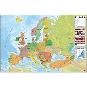 Póster del Mapa de Europa con Etiquetas en Español, Banderas Españolas para el Mapa de Europa - Product Image 1