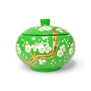 Pot de rangement multifonctionnel en laque bohème fait à la main, récipient décoratif pour la maison, la table, la cuisine, la salle de bain - Product Image 1