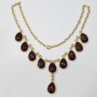 Plata de Ley 925 chapada en oro, excelente calidad, forma de lágrima, piedra preciosa Jesper roja, collar Vintage único de diseñador hecho a mano