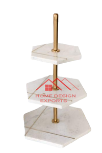 Vente en gros, présentoir à cupcakes et gâteaux en marbre, fini blanc pour décoration de mariage et de fête - Product Image 4