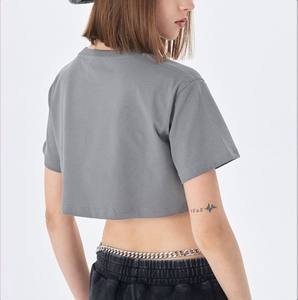 High Quality Oversized Cropped Knitted Tshirt for Women Heavyweight <b>Crop</b> <b>Top</b>-Wholesale Supply - Product Image 5