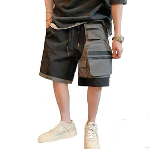 2024 Streetwear pantalones cortos holgados con paneles con bolsillo Cargo hombres 100% poliéster Cargo Shorts con cordón en la cintura pantalones cortos cargo para hombres - Product Image 1