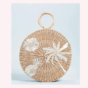 Sac à main de luxe en jonc de mer et raphia tissé à la main fourre-tout en rotin élégant avec détails inspirés de perles scintillantes et de diamants - Product Image 6