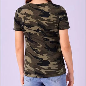 เสื้อยืดคอกลมแขนสั้นพิมพ์ลายพรางของผู้หญิงเสื้อลำลองฤดูร้อน - Product Image 3